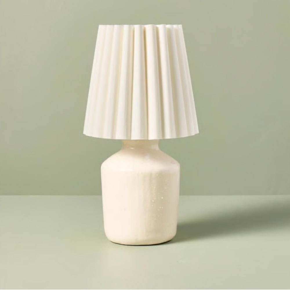 Hearth & Hand with Magnolia  Rustic Ceramic Mini Lamp with Pleated Shade